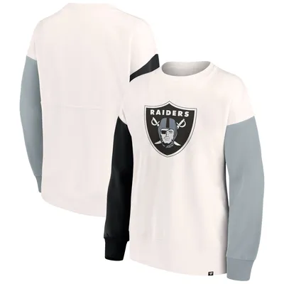 Las Vegas Raiders Fanatics Branded Women's Colorblock Primary Logo Pullover Sweatshirt - White