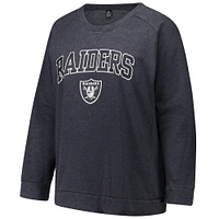 Sweat-shirt raglan délavé à l'acide Fanatics Charcoal Las Vegas Raiders pour femmes