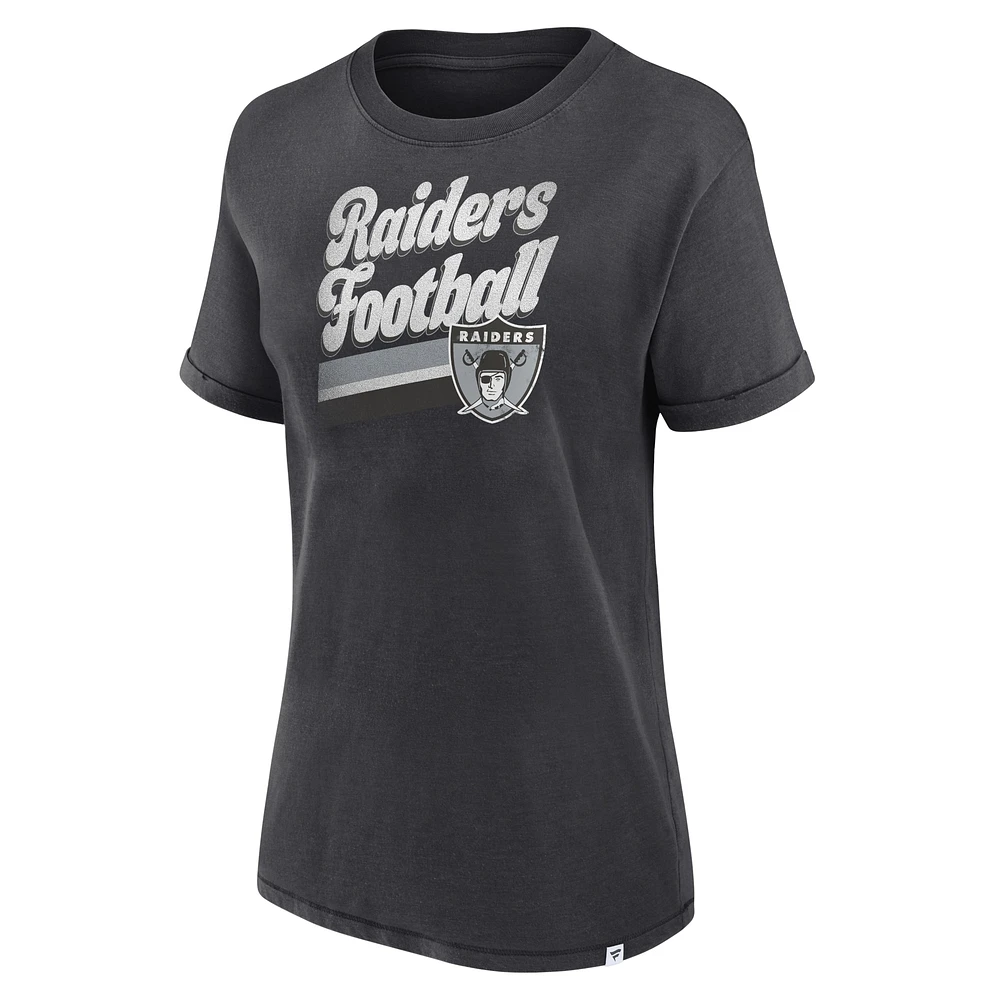 Women's Fanatics Charcoal Las Vegas Raiders Hit Snow Washed T-Shirt