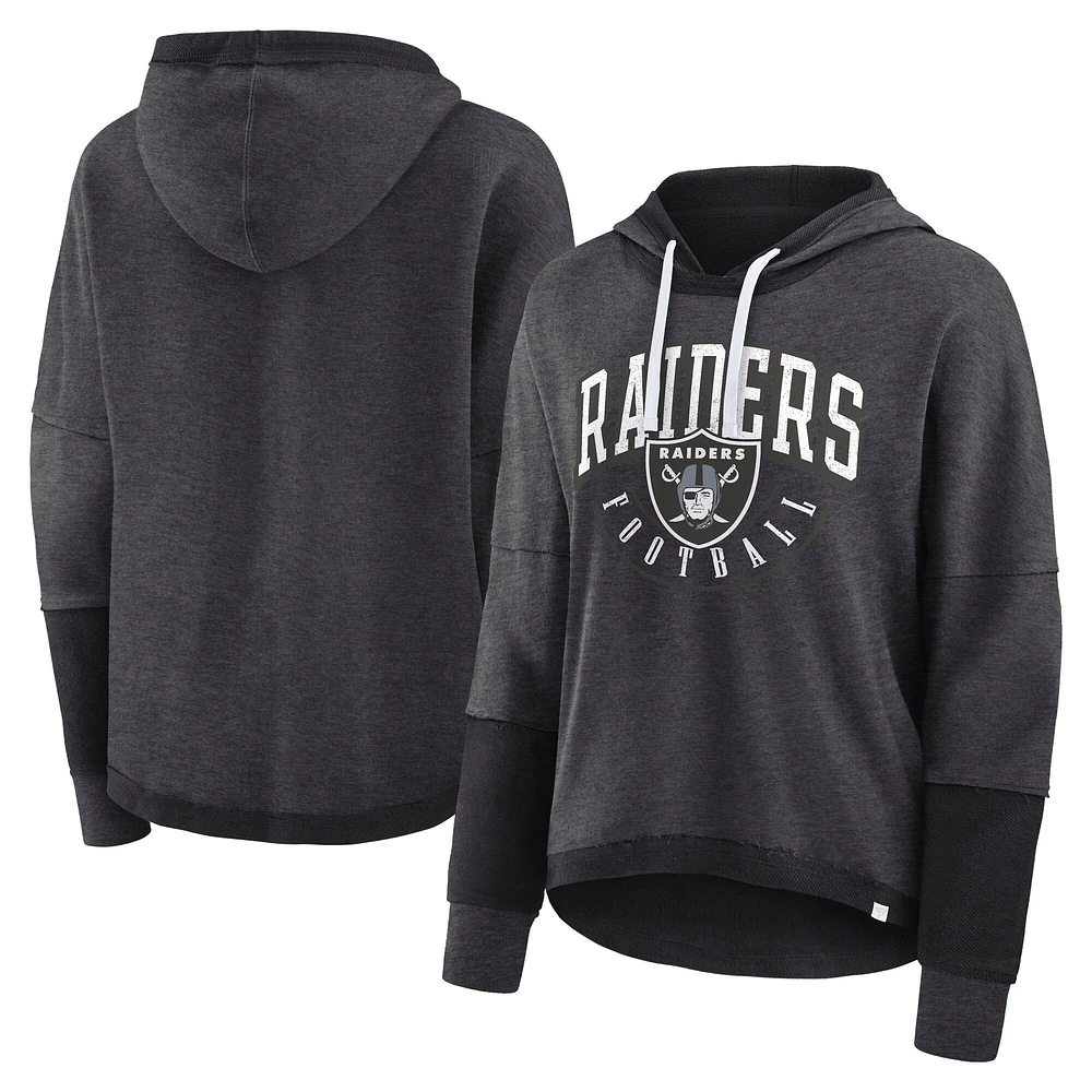 Fanatics Charcoal Las Vegas Raiders Lightewight Modest Crop Lounge Casque Arch Pull à capuche pour femmes