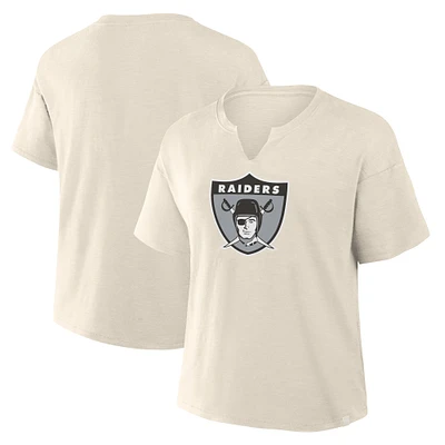 T-shirt col en V flammé Las Vegas Raiders pour femme Fanatics Cream