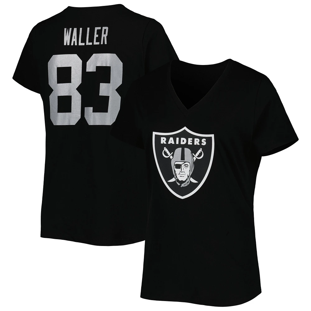 Fanatics pour femmes Darren Waller Noir Las Vegas Raiders Taille Plus Nom et numéro du joueur T-shirt à col en V