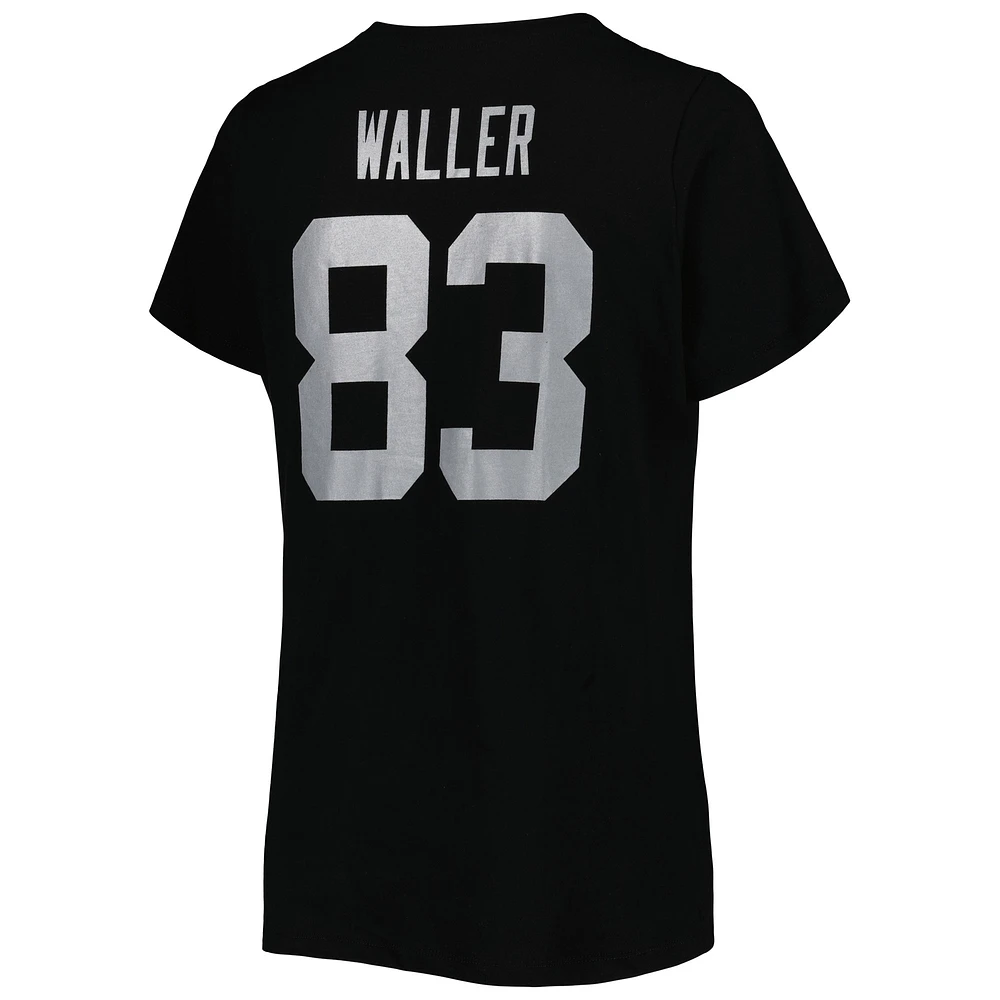 Fanatics pour femmes Darren Waller Noir Las Vegas Raiders Taille Plus Nom et numéro du joueur T-shirt à col en V