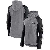 Women's Fanatics Gray/Black Las Vegas Raiders Blind Side Raglan Full-Zip Hoodie