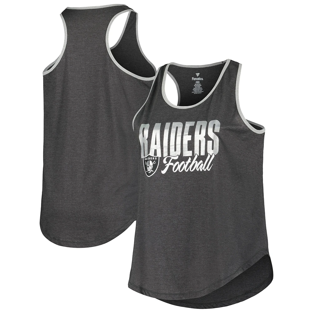 Women's Fanatics Heather Black Las Vegas Raiders Plus Fuel Tank Top