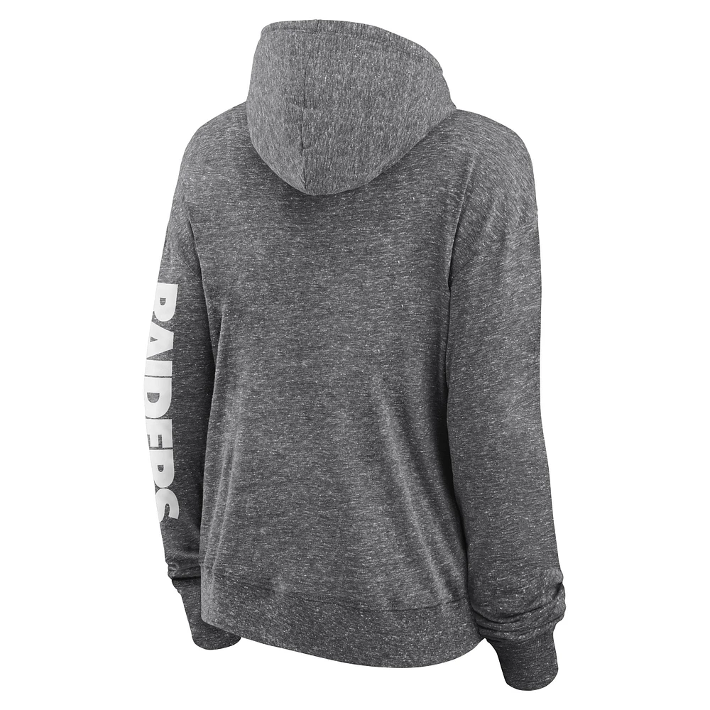 Women's Fanatics Heather Charcoal Las Vegas Raiders Opening Coin Flip Lightweight Full-Zip Hoodie