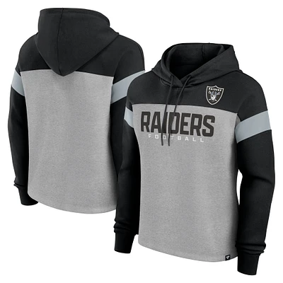 Women's Fanatics Heather Gray/Black Las Vegas Raiders Bold Play Call Pullover Hoodie