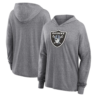 Women's Fanatics Heather Gray Las Vegas Raiders Cozy Primary Pullover Hoodie