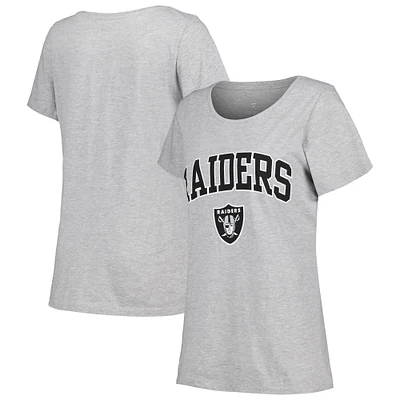 Women's Fanatics Heather Gray Las Vegas Raiders Plus Arch Over Logo T-Shirt