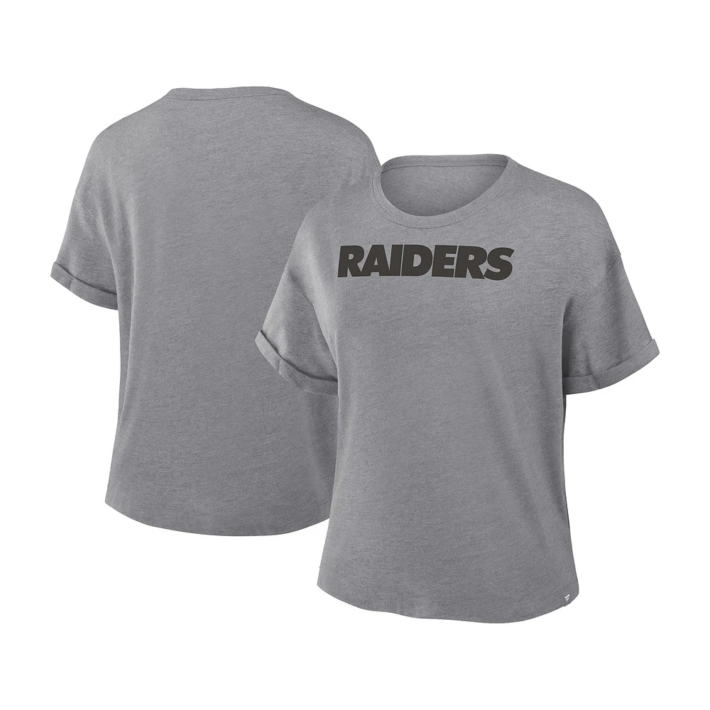 T-shirt tri-blend gris chiné Fanatics pour femme des Raiders de Las Vegas