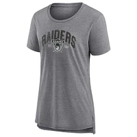 Women's Fanatics Heathered Gray Las Vegas Raiders Drop Back Modern Tri-Blend T-Shirt