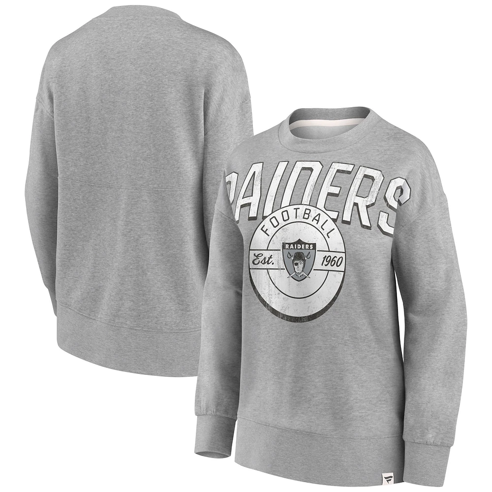 Women's Fanatics Heathered Gray Las Vegas Raiders Jump Distribution - Pullover Sweatshirt