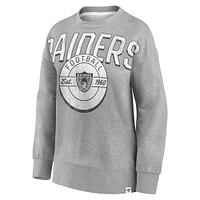 Women's Fanatics Heathered Gray Las Vegas Raiders Jump Distribution Tri-Blend Pullover Sweatshirt