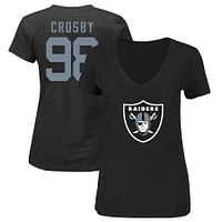 T-shirt à col en V Maxx Crosby pour femmes de marque Fanatics, noir, Las Vegas Raiders, taille plus, nom et numéro du joueur