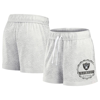 Short à badge vintage Fanatics Oatmeal Las Vegas Raiders pour femmes