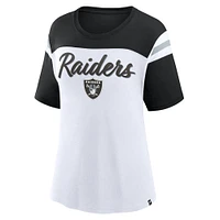 Women's Fanatics White/Black Las Vegas Raiders Cheer Chant Fashion Crop Top