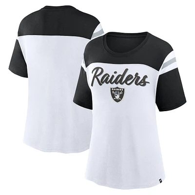 Women's Fanatics White/Black Las Vegas Raiders Cheer Chant Fashion Crop Top