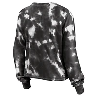 Women's Fanatics White/Black Las Vegas Raiders Sport Resort Tie-Dye V-Neck Long Sleeve T-Shirt