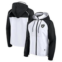 Veste à capuche anorak entièrement zippée blanche Fanatics pour femme des Las Vegas Raiders