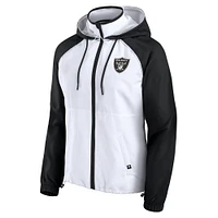 Veste à capuche anorak entièrement zippée blanche Fanatics pour femme des Las Vegas Raiders