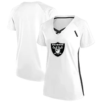 T-shirt à lacets et col en V paillettes pour femmes Fanatics White Las Vegas Raiders grande taille
