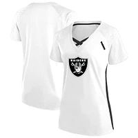 T-shirt à lacets et col en V paillettes pour femmes Fanatics White Las Vegas Raiders grande taille