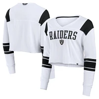 Women's Fanatics  White Las Vegas Raiders Stretch Cropped Fashion Long Sleeve T-Shirt