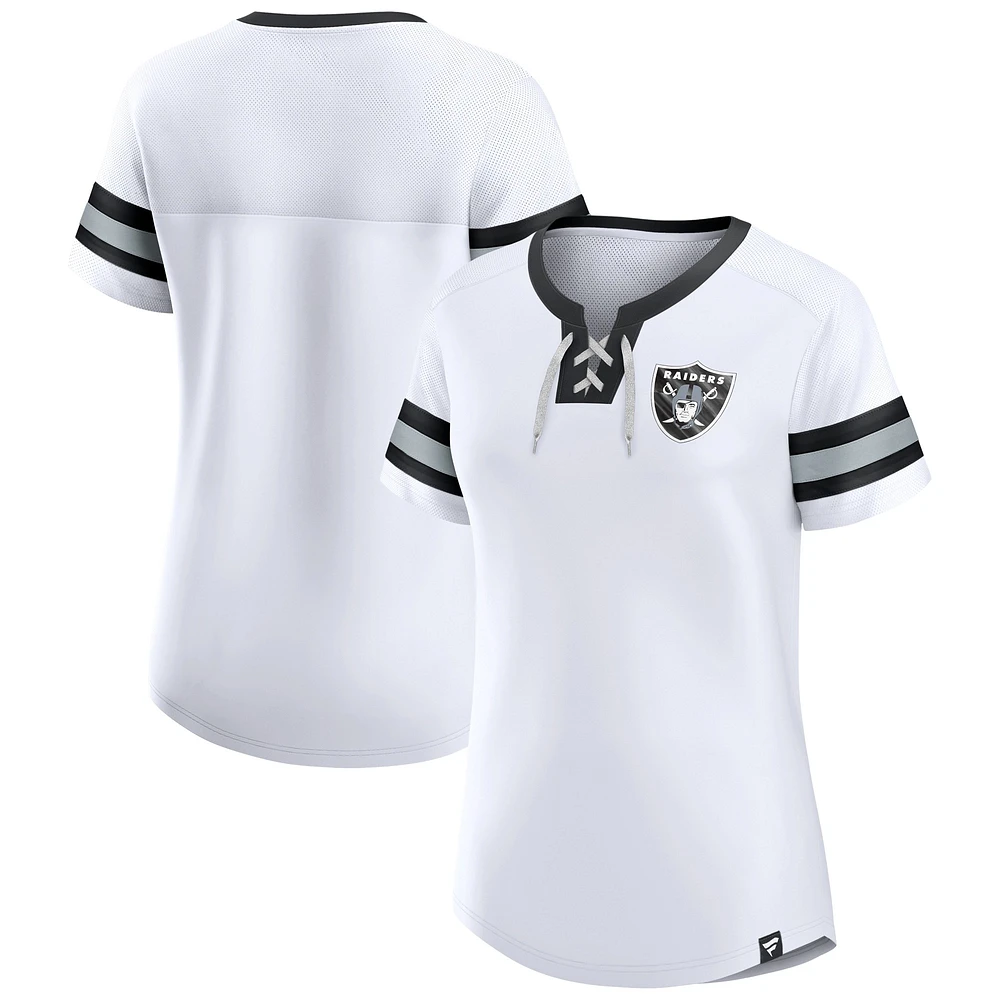 T-shirt à lacets blanc Fanatics Las Vegas Raiders Sunday Best pour femmes