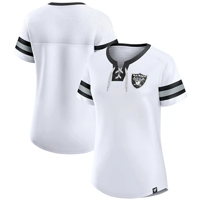 T-shirt à lacets blanc Fanatics Las Vegas Raiders Sunday Best pour femmes