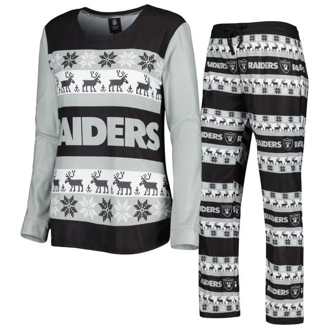 Men's FOCO Black Las Vegas Raiders Team Ugly Pajama Set Size: Small