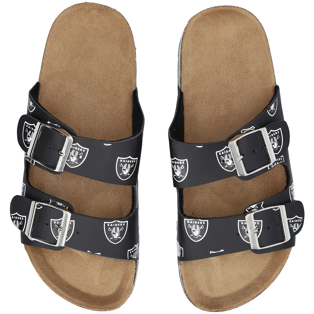 Women's FOCO Las Vegas Raiders Mini Print Double-Buckle Sandals