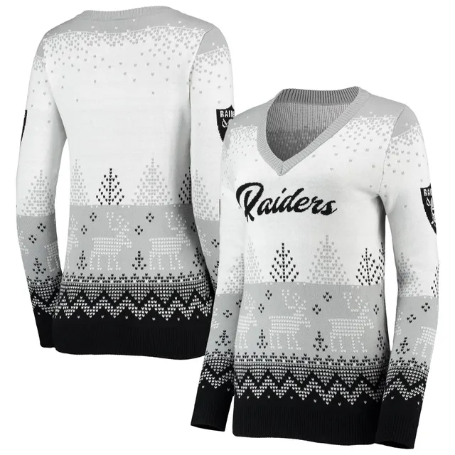 Las Vegas Raiders Women's Light-Up V-Neck Ugly Sweater - Black