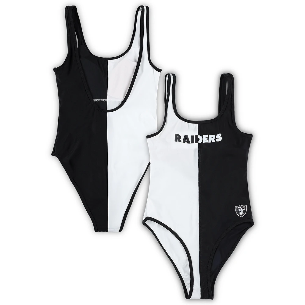 Women's G-III 4Her by Carl Banks Black/White Las Vegas Raiders Last Stand One-Piece Swimsuit