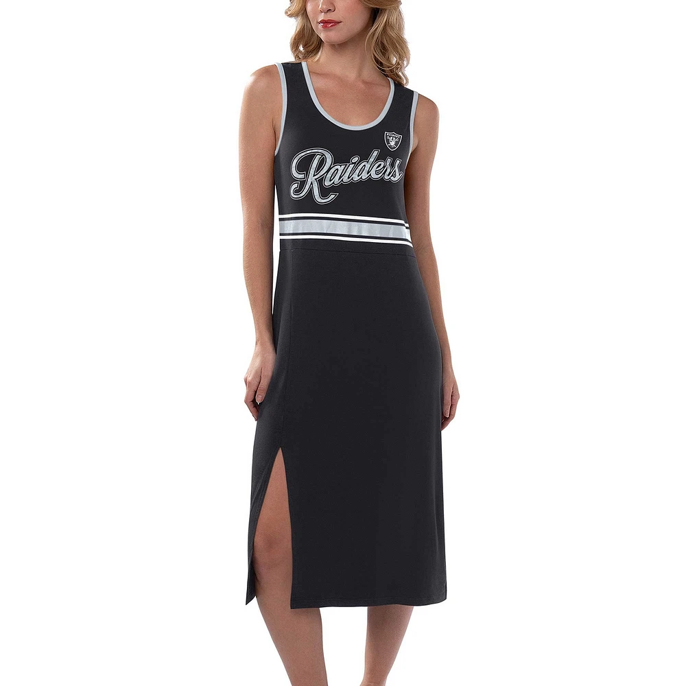 Robe longue noire G-III 4Her par Carl Banks pour femmes des Las Vegas Raiders Main Field