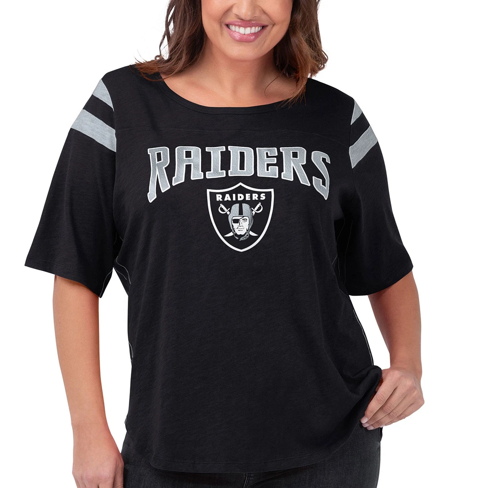 Women's G-III 4Her by Carl Banks Black Las Vegas Raiders Plus Linebacker T-Shirt