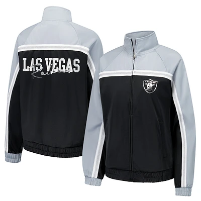 Veste de survêtement d'après-match entièrement zippée G-III 4Her par Carl Banks pour femme, noire, des Las Vegas Raiders