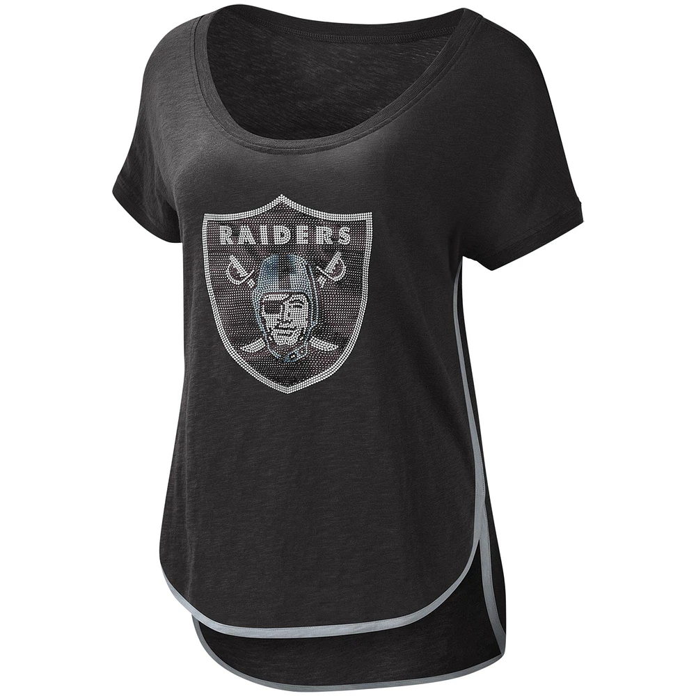 T-shirt à encolure dégagée pour femme G-III 4Her by Carl Banks noir Las Vegas Raiders Rookie