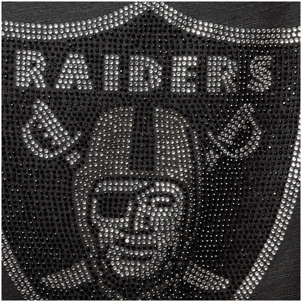 T-shirt à encolure dégagée pour femme G-III 4Her by Carl Banks noir Las Vegas Raiders Rookie