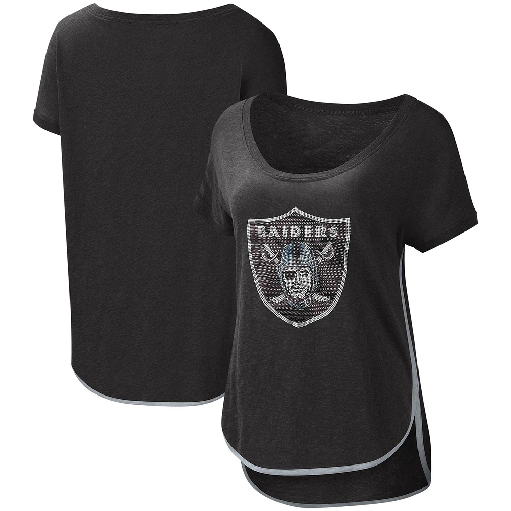 T-shirt à encolure dégagée pour femme G-III 4Her by Carl Banks noir Las Vegas Raiders Rookie