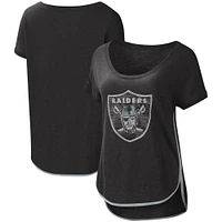 T-shirt à encolure dégagée pour femme G-III 4Her by Carl Banks noir Las Vegas Raiders Rookie