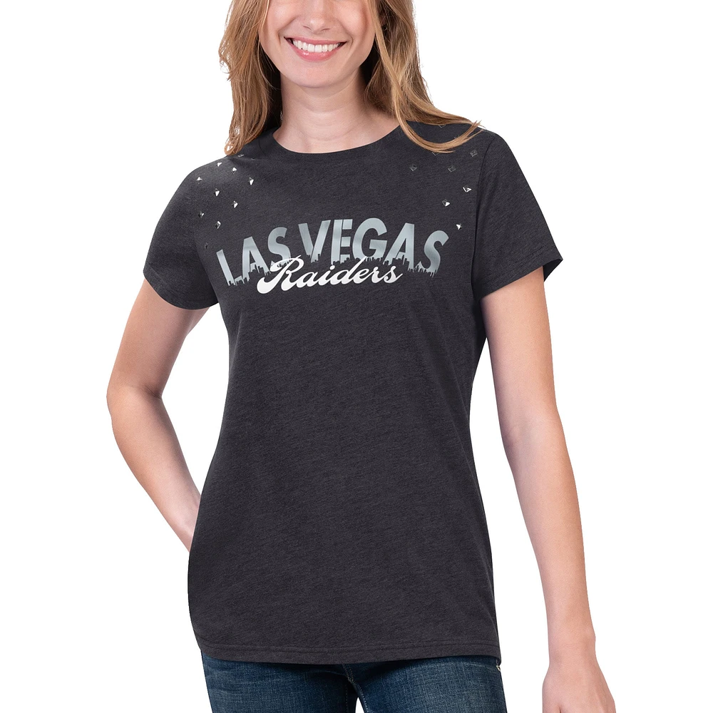 T-shirt G-III 4Her par Carl Banks pour femmes, noir chiné, jeu principal des Las Vegas Raiders