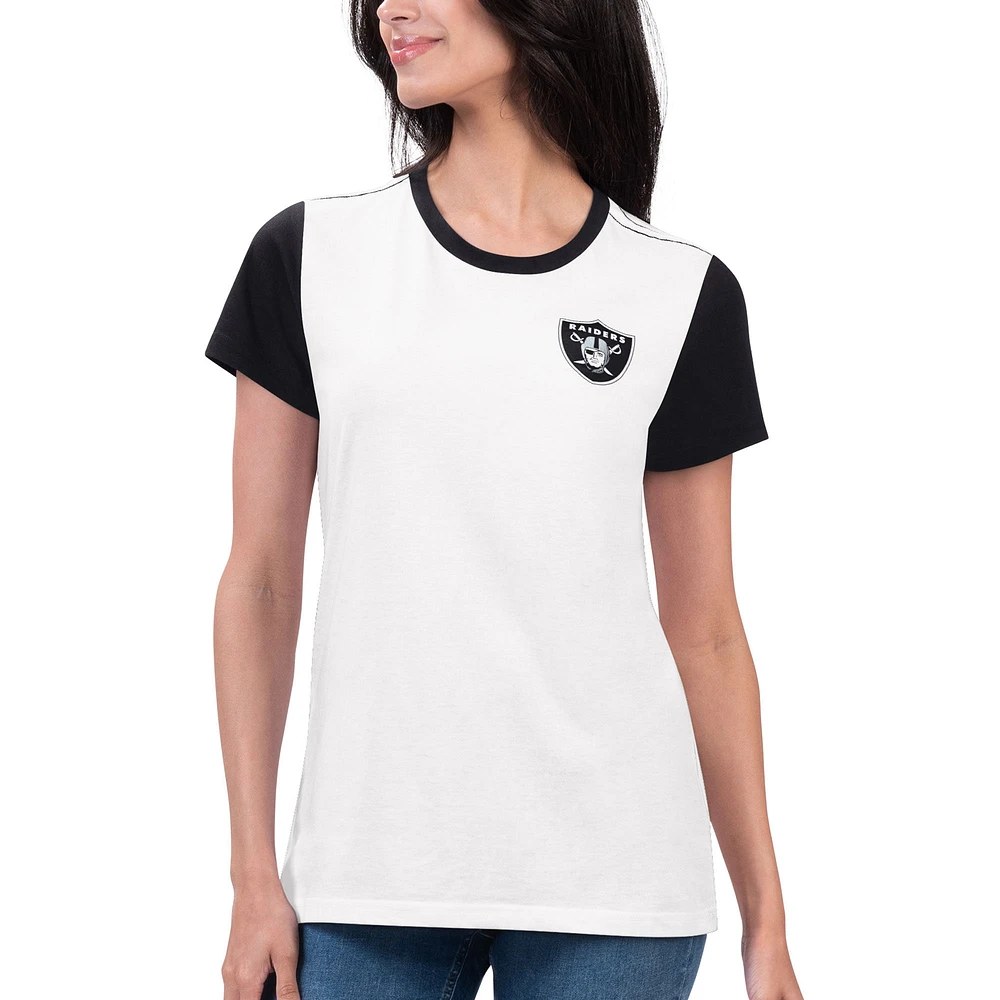 T-shirt pour femme G-III 4Her by Carl Banks blanc/noir Las Vegas Raiders Fashion Illustration