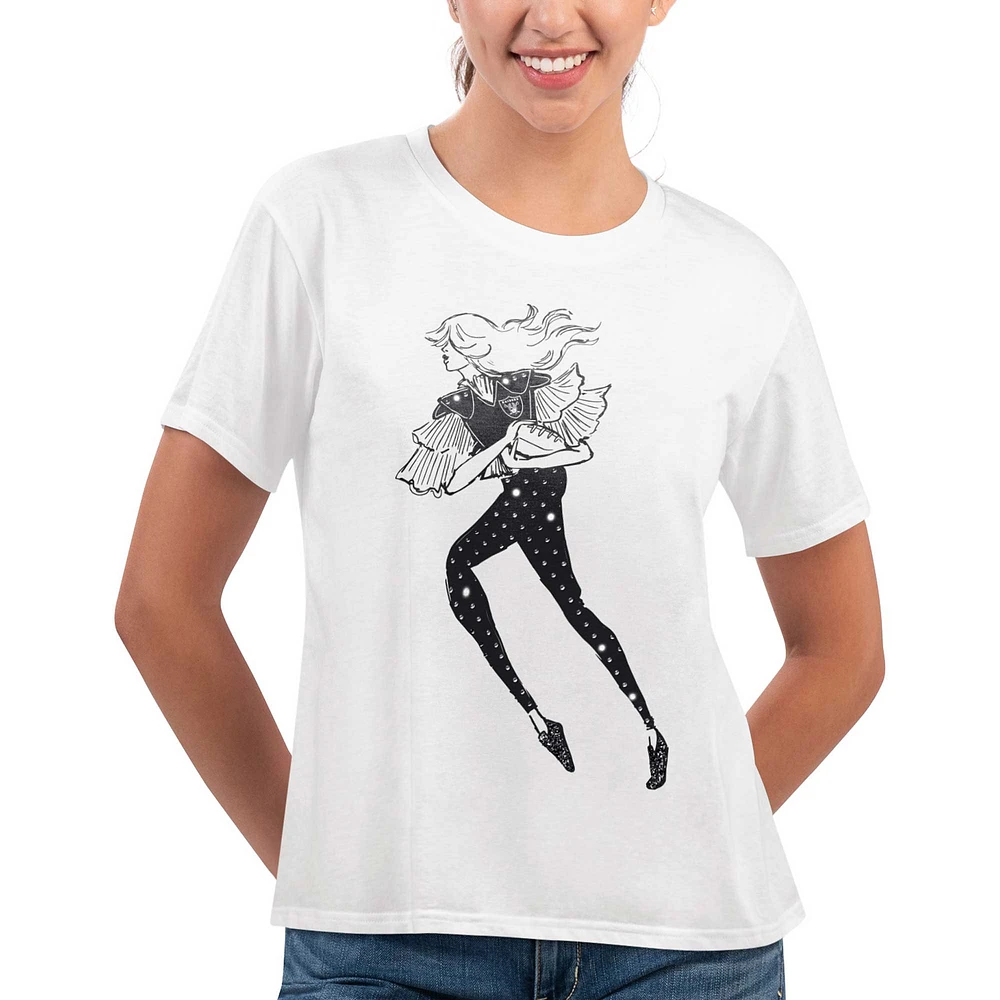 T-shirt blanc G-III 4Her par Carl Banks pour femmes des Raiders de Las Vegas Play The Ball