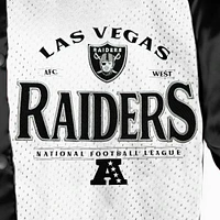 Veste bomber surdimensionnée noire/blanche Gameday Couture pour femme des Las Vegas Raiders avec strass et boutons-pression