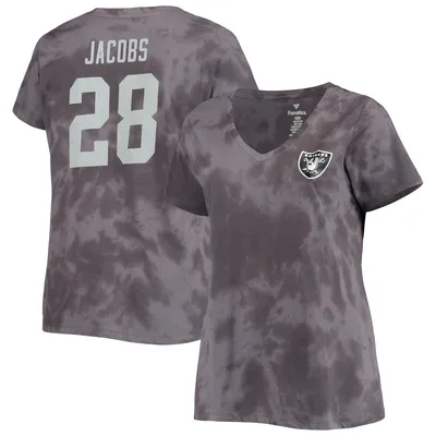 Josh Jacobs Las Vegas Raiders Women's Plus Name & Number Tie-Dye T-Shirt - Charcoal