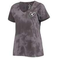 Women's Josh Jacobs Charcoal Las Vegas Raiders Plus Name & Number Tie-Dye T-Shirt