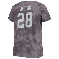 Women's Josh Jacobs Charcoal Las Vegas Raiders Plus Name & Number Tie-Dye T-Shirt