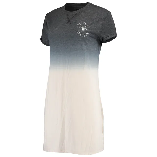 Las Vegas Raiders Junk Food Women's Ombre Tri-Blend T-Shirt Dress -  Heathered Black/White