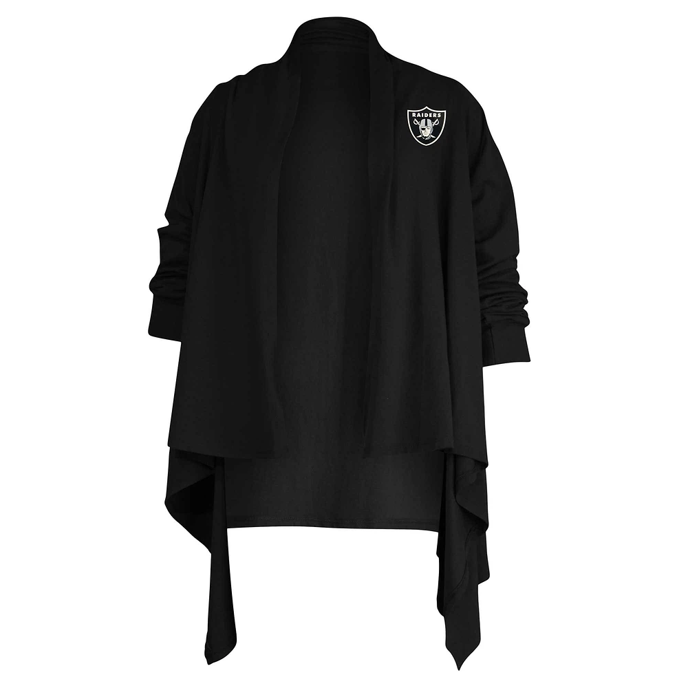 Women's Kiya Tomlin Black Las Vegas Raiders Mini Duster Raglan Cardigan