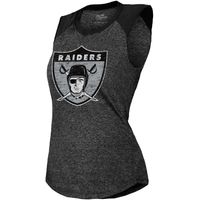 Women's Majestic Threads Black Las Vegas Raiders Retro Tri-Blend Raglan Muscle Tank Top